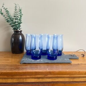 VINTAGE Libbey Dusky Cobalt Tulip Glasses - Set of 5